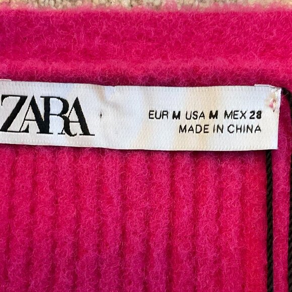 ZARA Jewel Button knit Cardigan Fuchsia - Picture 3 of 5